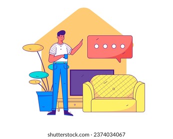 Home indoor character scene flat vector concept operation hand drawn illustration