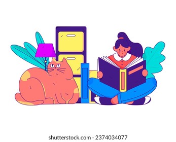 Home indoor character scene flat vector concept operation hand drawn illustration