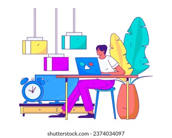 Home indoor character scene flat vector concept operation hand drawn illustration