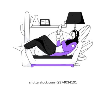 Home indoor character scene flat vector concept operation hand drawn illustration