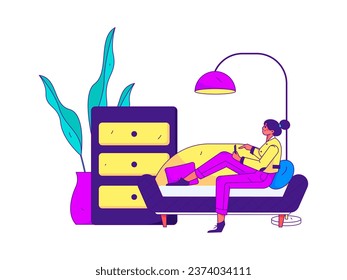 Home indoor character scene flat vector concept operation hand drawn illustration
