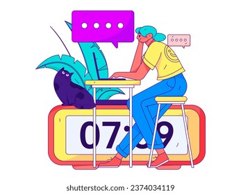 Home indoor character scene flat vector concept operation hand drawn illustration