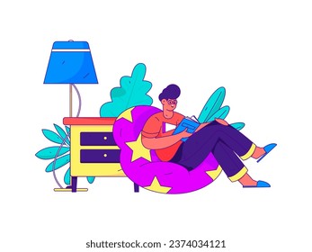 Home indoor character scene flat vector concept operation hand drawn illustration