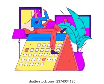 Home indoor character scene flat vector concept operation hand drawn illustration