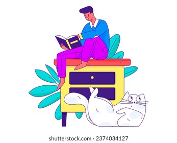 Home indoor character scene flat vector concept operation hand drawn illustration
