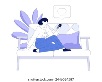 Inicio escena de personaje interior concepto de Vector plano ilustración dibujada a mano
