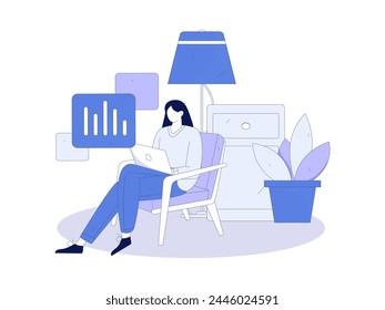 Home indoor character scene flat vector concept operation hand drawn illustration

