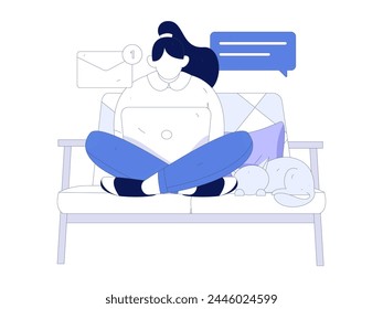 Home indoor character scene flat vector concept operation hand drawn illustration
