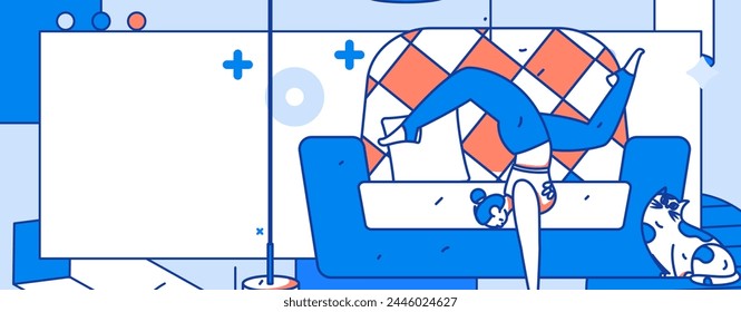 Home indoor character scene flat vector concept operation hand drawn illustration

