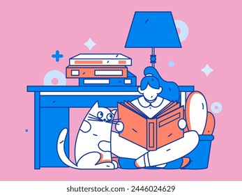 Home indoor character scene flat vector concept operation hand drawn illustration
