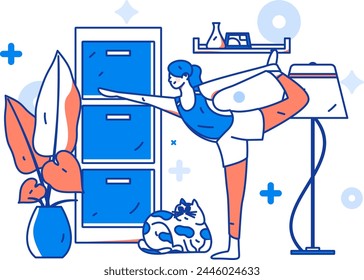 Home indoor character scene flat vector concept operation hand drawn illustration
