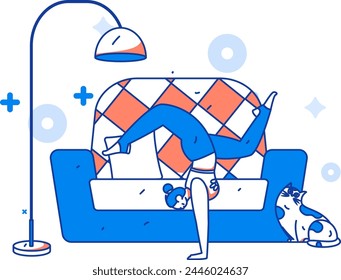 Home indoor character scene flat vector concept operation hand drawn illustration
