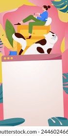 Home indoor character scene flat vector concept operation hand drawn illustration

