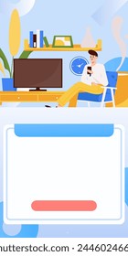 Home indoor character scene flat vector concept operation hand drawn illustration
