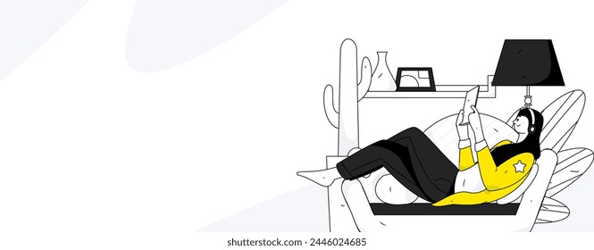 Home indoor character scene flat vector concept operation hand drawn illustration
