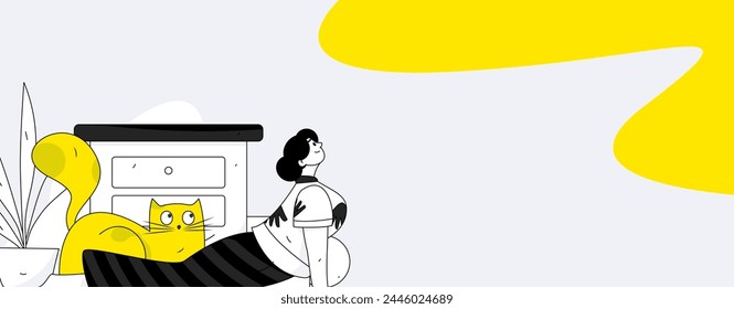 Home indoor character scene flat vector concept operation hand drawn illustration
