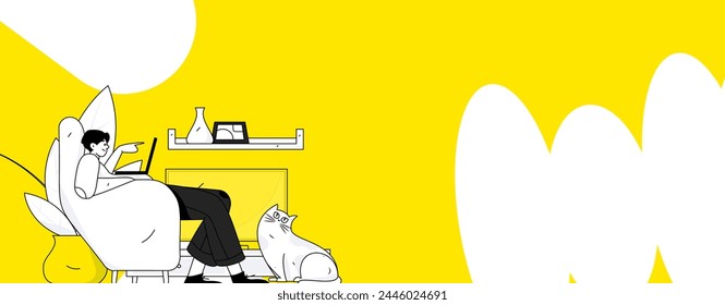 Home indoor character scene flat vector concept operation hand drawn illustration
