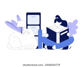 Home indoor character scene flat vector concept operation hand drawn illustration
