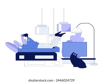Home indoor character scene flat vector concept operation hand drawn illustration
