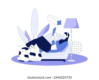 Home indoor character scene flat vector concept operation hand drawn illustration
