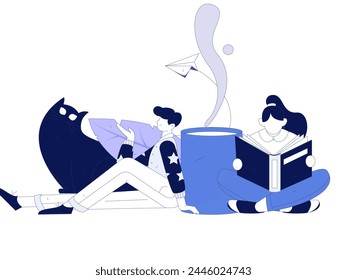 Inicio escena de personaje interior concepto de Vector plano ilustración dibujada a mano
