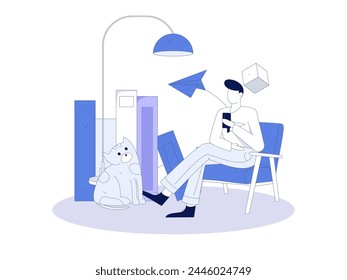 Home indoor character scene flat vector concept operation hand drawn illustration
