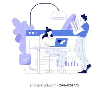 Home indoor character scene flat vector concept operation hand drawn illustration
