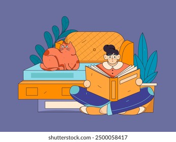 Home indoor character scene flat vector concept operation hand drawn illustration
