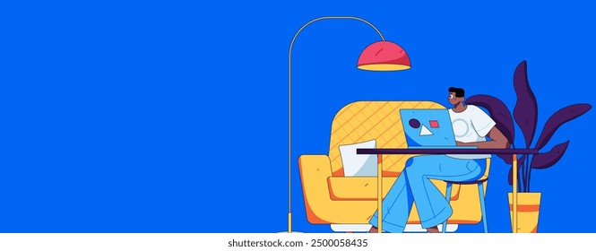 Inicio escena de personaje interior concepto de Vector plano operación ilustración dibujada a mano
