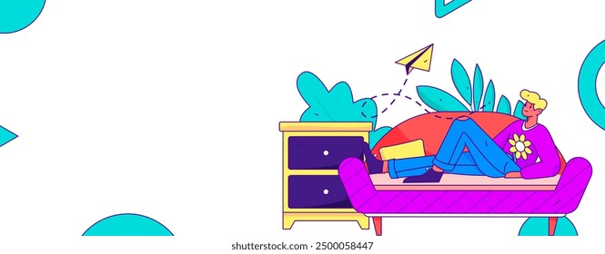 Home indoor character scene flat vector concept operation hand drawn illustration
