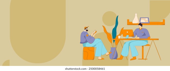 Home indoor character scene flat vector concept operation hand drawn illustration
