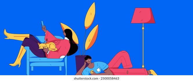 Inicio escena de personaje interior concepto de Vector plano operación ilustración dibujada a mano
