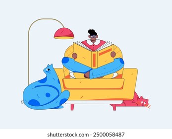 Inicio escena de personaje interior concepto de Vector plano operación ilustración dibujada a mano
