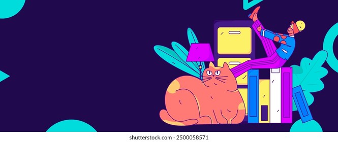 Home indoor character scene flat vector concept operation hand drawn illustration
