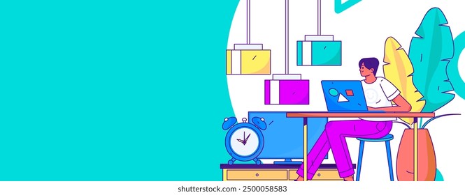 Inicio escena de personaje interior concepto de Vector plano operación ilustración dibujada a mano
