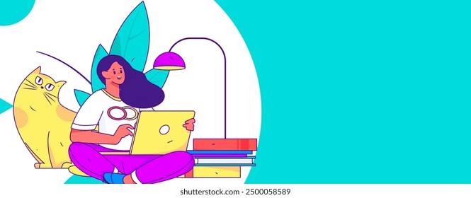 Home indoor character scene flat vector concept operation hand drawn illustration
