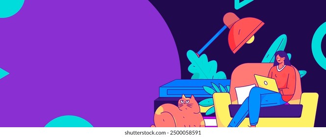 Inicio escena de personaje interior concepto de Vector plano operación ilustración dibujada a mano
