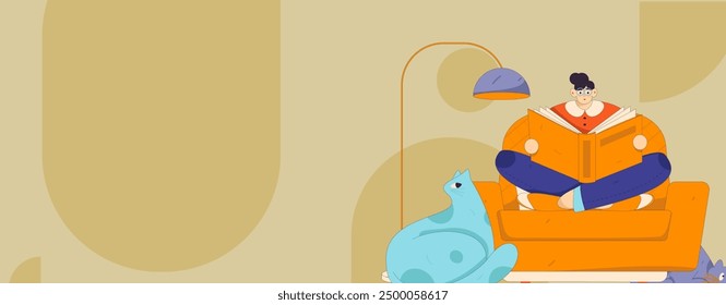 Home indoor character scene flat vector concept operation hand drawn illustration
