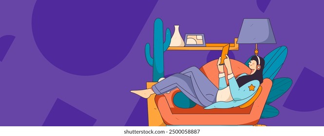 Home indoor character scene flat vector concept operation hand drawn illustration
