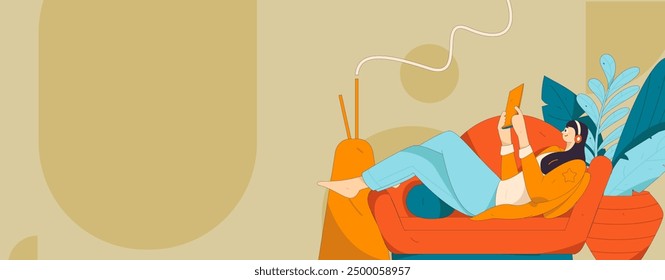 Home indoor character scene flat vector concept operation hand drawn illustration
