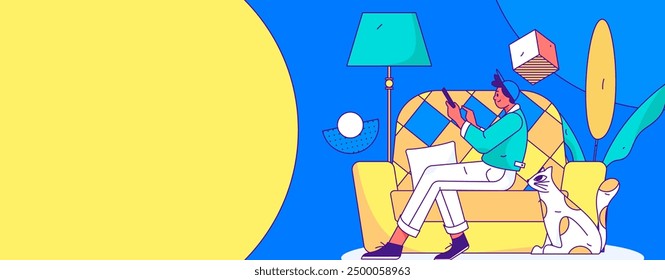 Home indoor character scene flat vector concept operation hand drawn illustration
