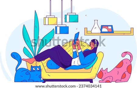 Home indoor character scene flat vector concept operation hand drawn illustration