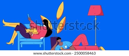 Home indoor character scene flat vector concept operation hand drawn illustration
