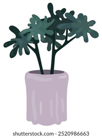 Planta de interior en maceta de cerámica alta. Ilustración vectorial dibujada a mano. Adecuado para Sitio web, pegatinas, Tarjetas de regalo.