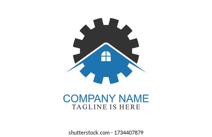 Ilustración de diseño vectorial de logotipo de la industria del hogar