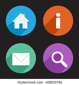 Home Info Email Search Vector Flat Icon Set for Web and Mobile