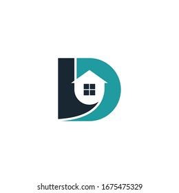 Home Initial Letter D Logo Design D Letter - Simple House Realty Logo