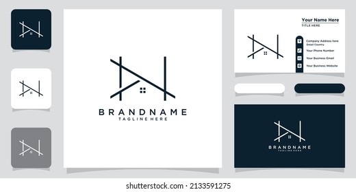 home initial Letter N Logo design with business card design