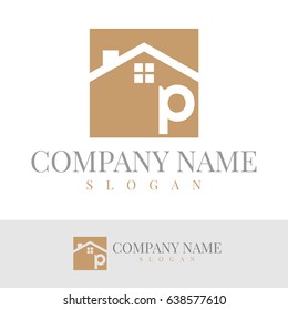 home initial Letter P Logo Design