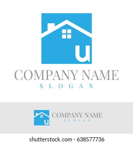 home initial Letter U Logo Design